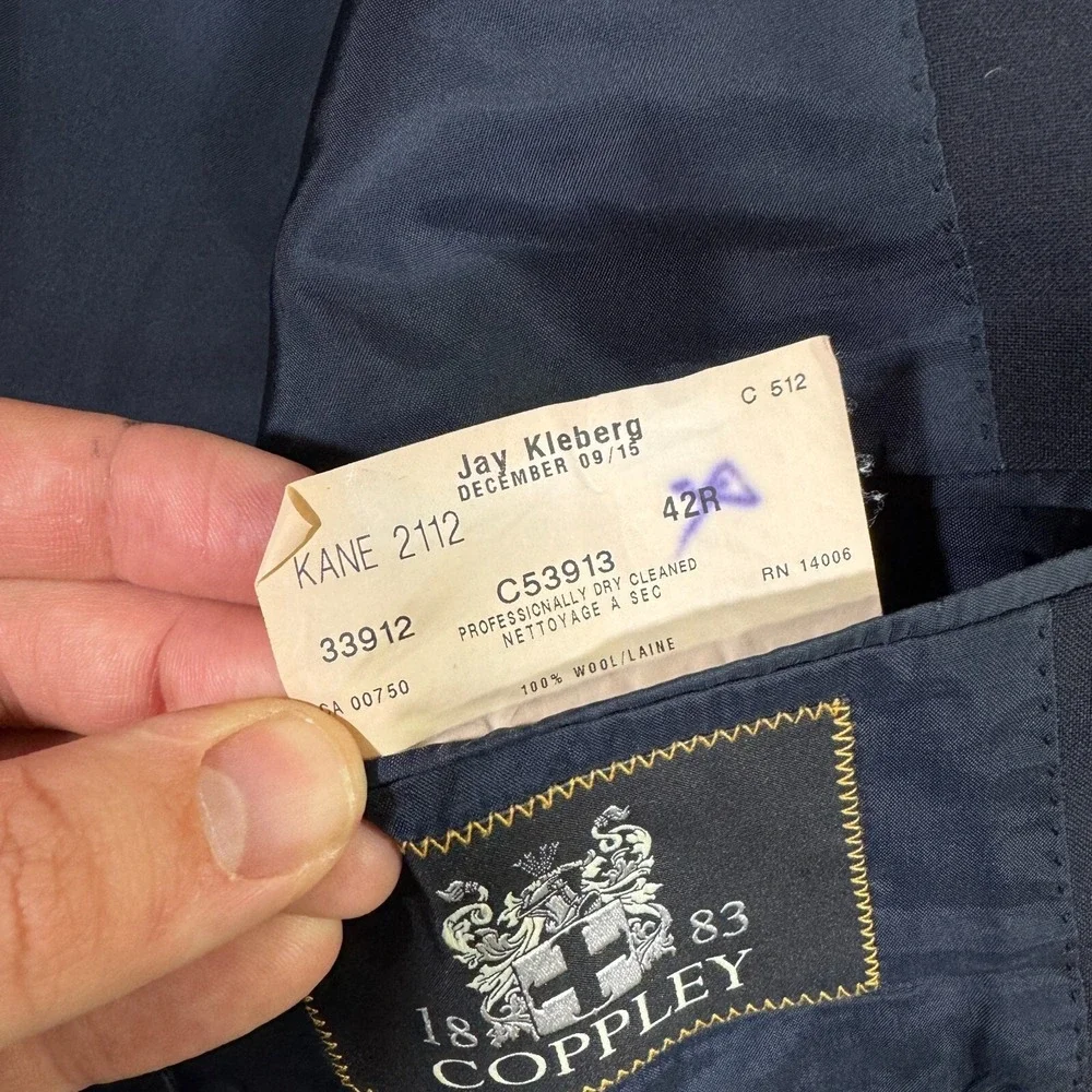 Vintage Coppley 1883 Ermenegildo Zegna Mens 42R Blazer Jacket Navy Preppy Casual
